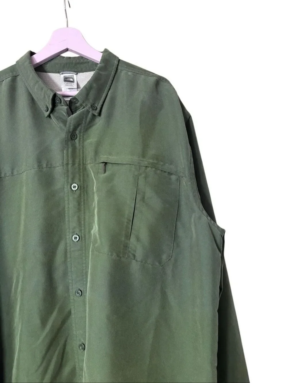 THE NORTH FACE Men’s XXL long sleeve shirt button-Up green hiking outdoors